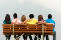 Image of friends on bench