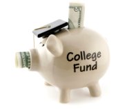 Image of piggy bank with college fund written on it